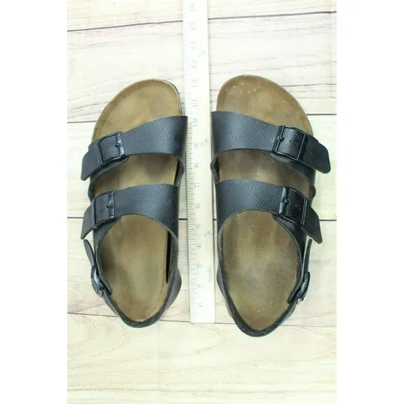 *Birkenstock Milano Black Leather Adjustable Double Buckle Sandals Size 12 Inch. - Picture 7 of 9